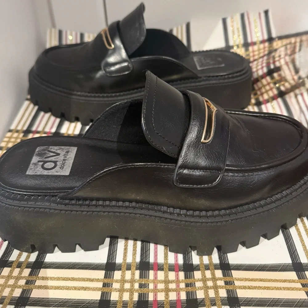 Dolce Vita Black Loafers with Gold Accent - Picture 5 of 5